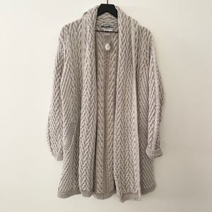 Aran Crafts Merino Wool Fisherman Cable Knit Cardigan Sweater made in Ireland